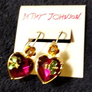 Betsy Johnson red heart earrings!